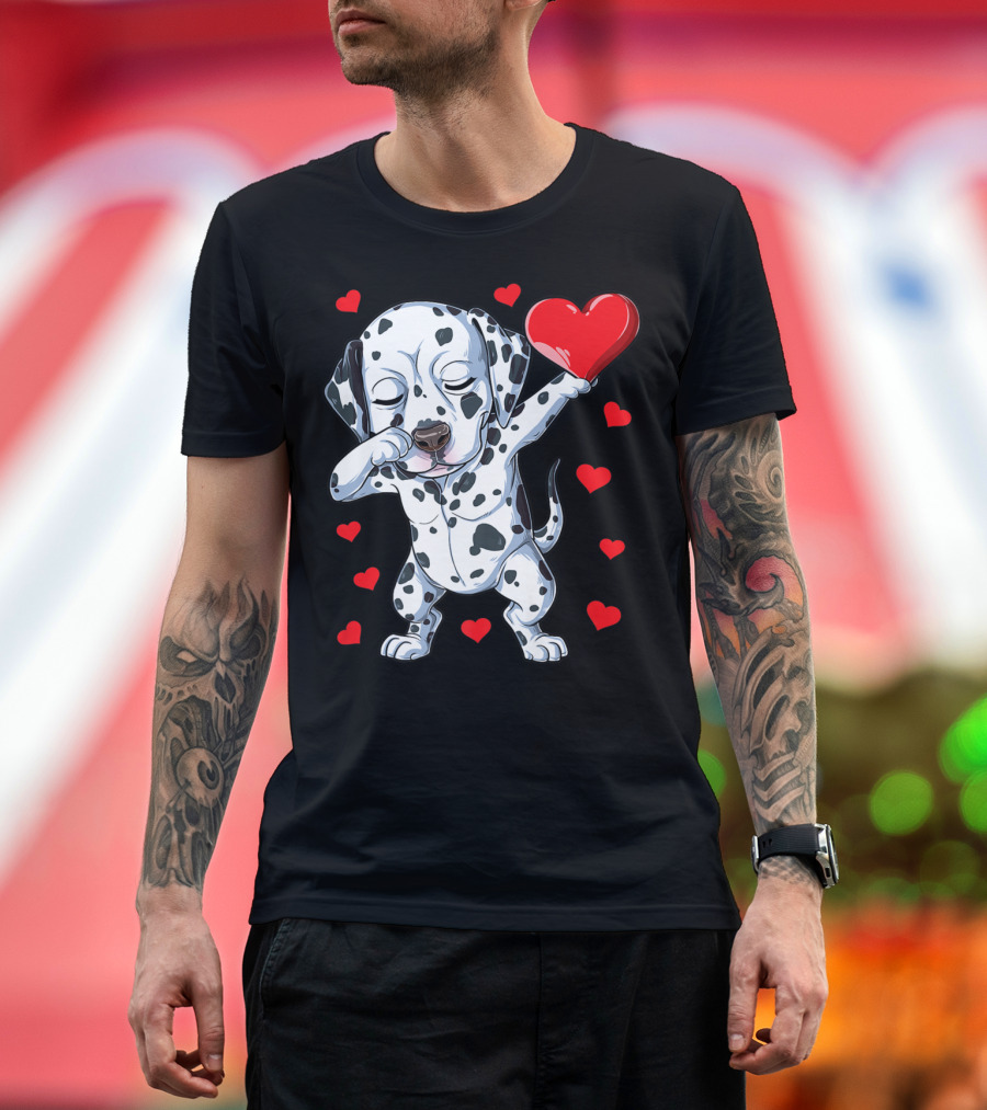 Dabbing Dalmatian Valentines Day Dog Lover Heart Boys1 T-Shirt