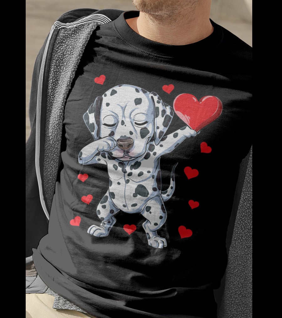 Dabbing Dalmatian Valentines Day Dog Lover Heart Boys1 T-Shirt