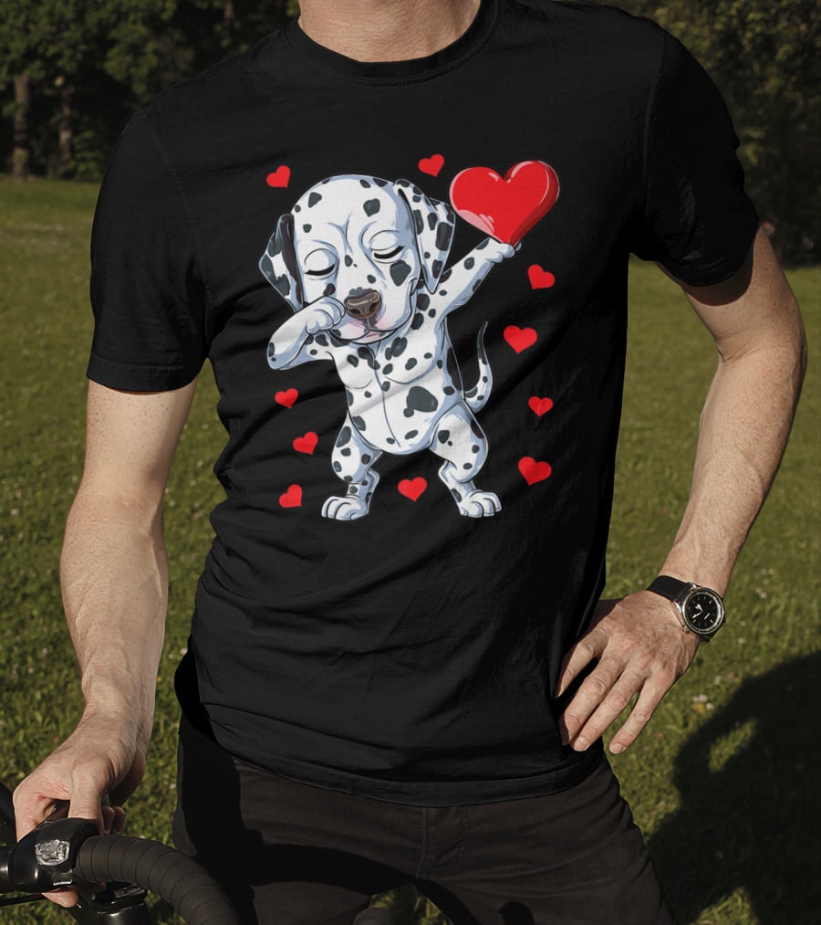 Dabbing Dalmatian Valentines Day Dog Lover Heart Boys1 T-Shirt