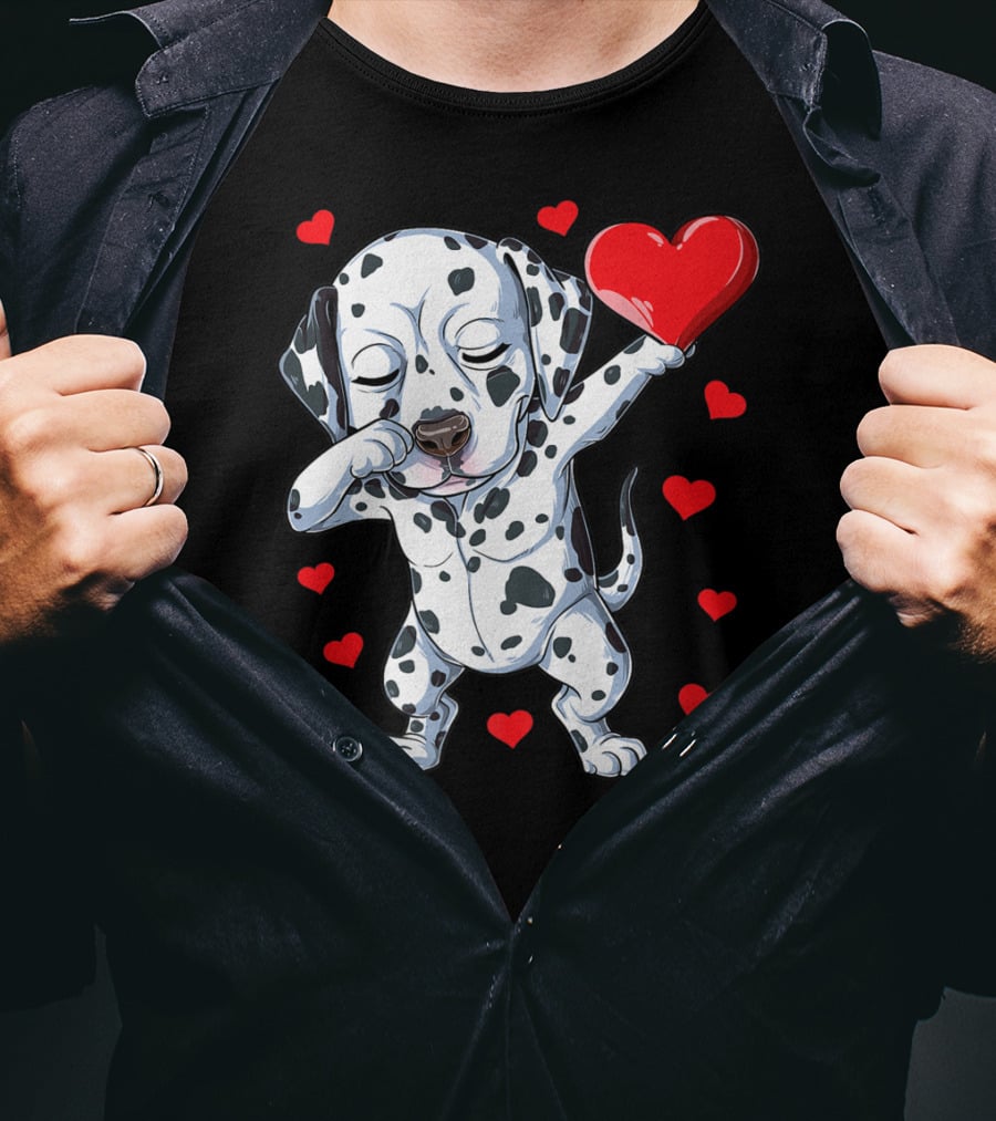 Dabbing Dalmatian Valentines Day Dog Lover Heart Boys1 T-Shirt