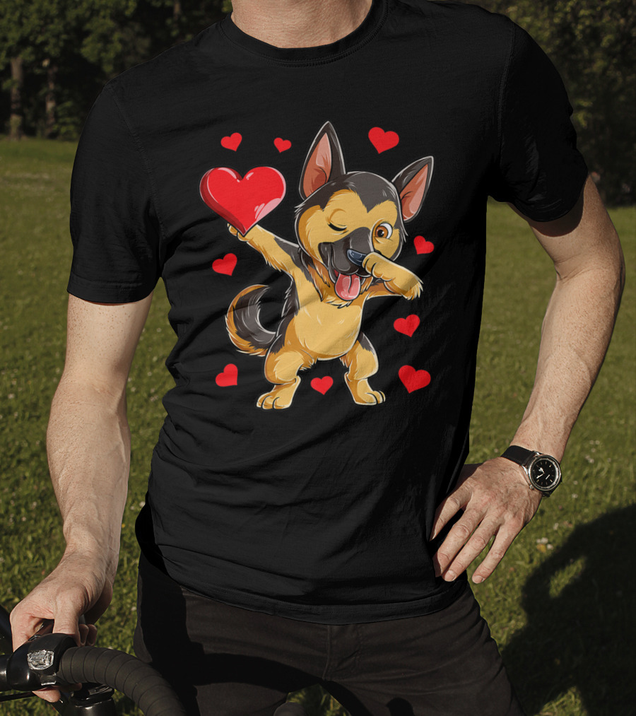 German Shepherd Dabbing Valentine Dog Heart Boys T-Shirt
