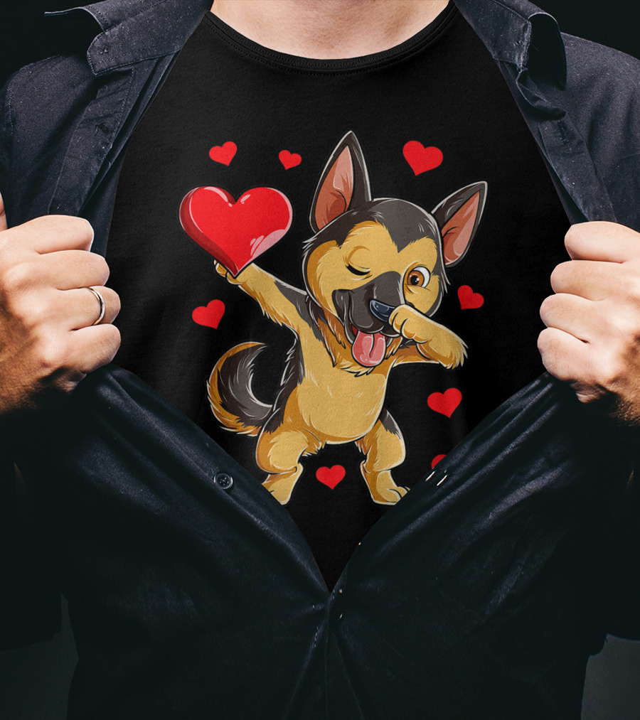 German Shepherd Dabbing Valentine Dog Heart Boys T-Shirt