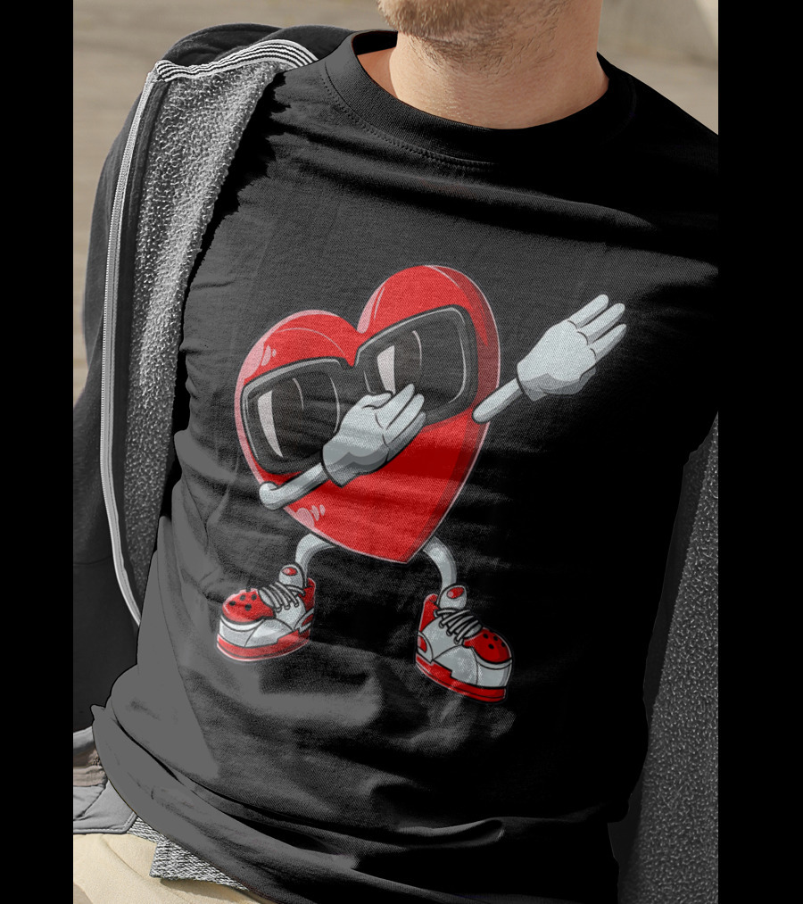 Dabbing Heart Valentines Day Love Funny19 Sunglasses Sneakers T-Shirt