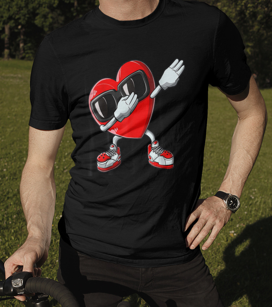 Dabbing Heart Valentines Day Love Funny19 Sunglasses Sneakers T-Shirt