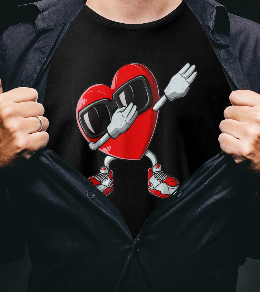 Dabbing Heart Valentines Day Love Funny19 Sunglasses Sneakers T-Shirt