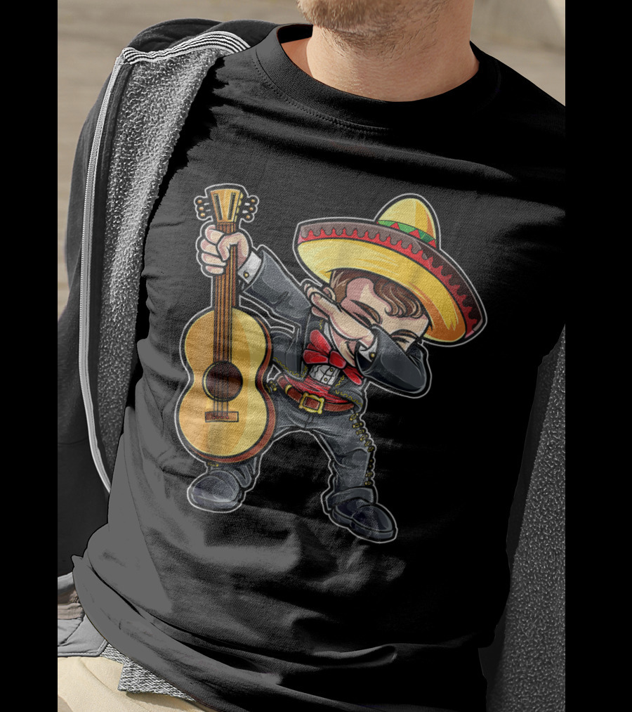Dabbing Mariachi Guitar Cinco De Mayo Dab Men Kids Sombrero T-Shirt