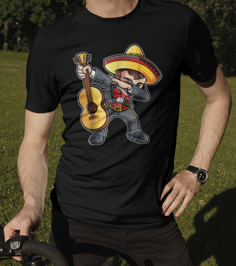 Dabbing Mariachi Guitar Cinco De Mayo Dab Men Kids Sombrero T-Shirt