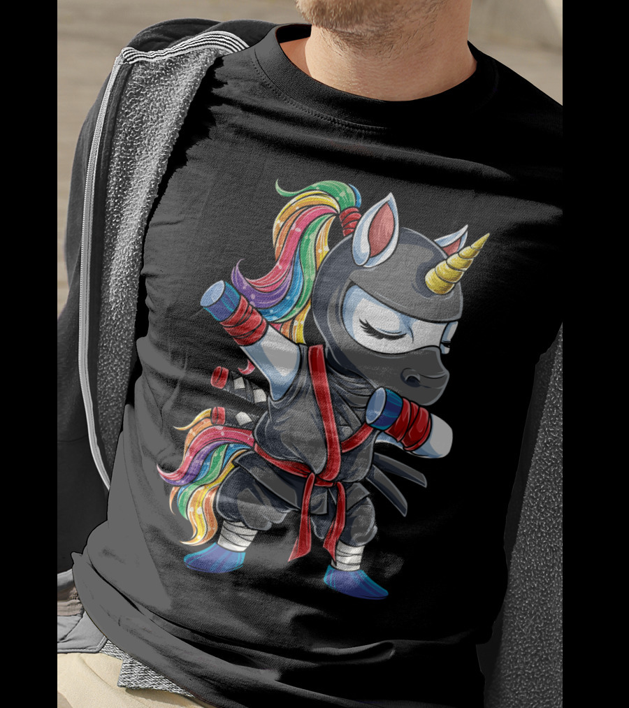 Dabbing Ninja Unicorn Rainbow Martial Arts Women T-Shirt