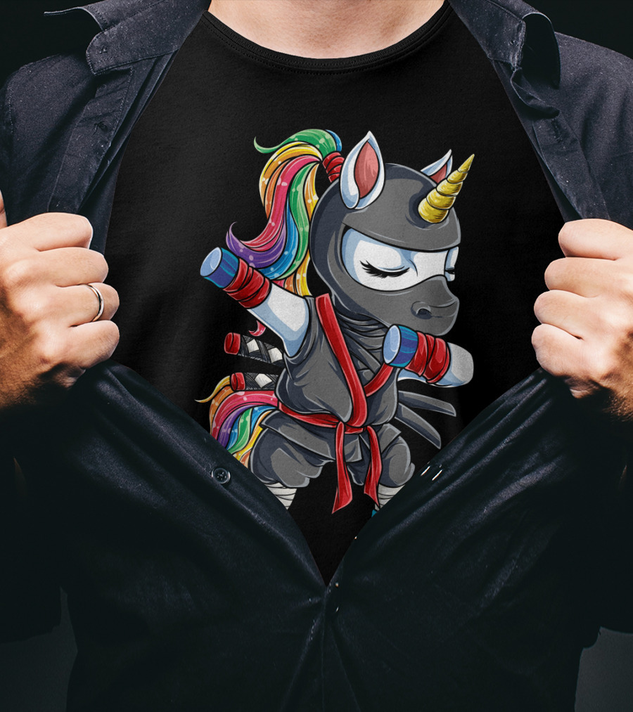 Dabbing Ninja Unicorn Rainbow Martial Arts Women T-Shirt