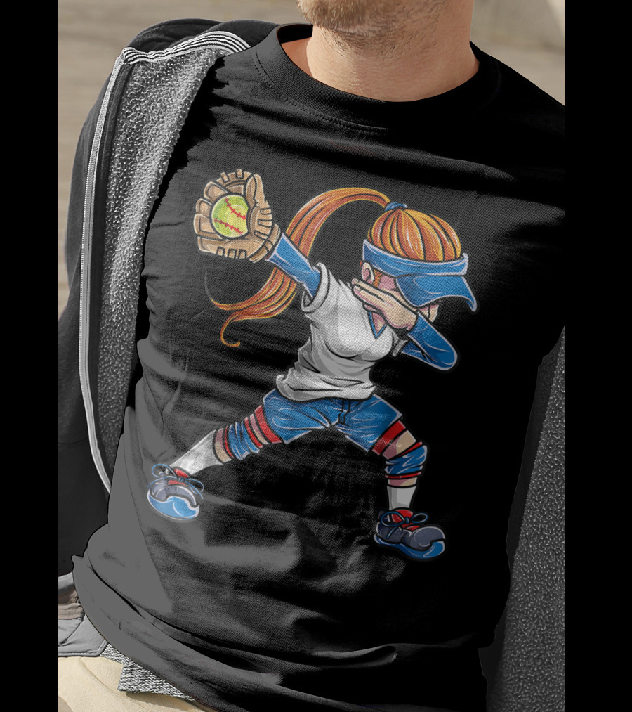 Dabbing Softball Girl Catcher Pitcher Women Dab T-Shirt
