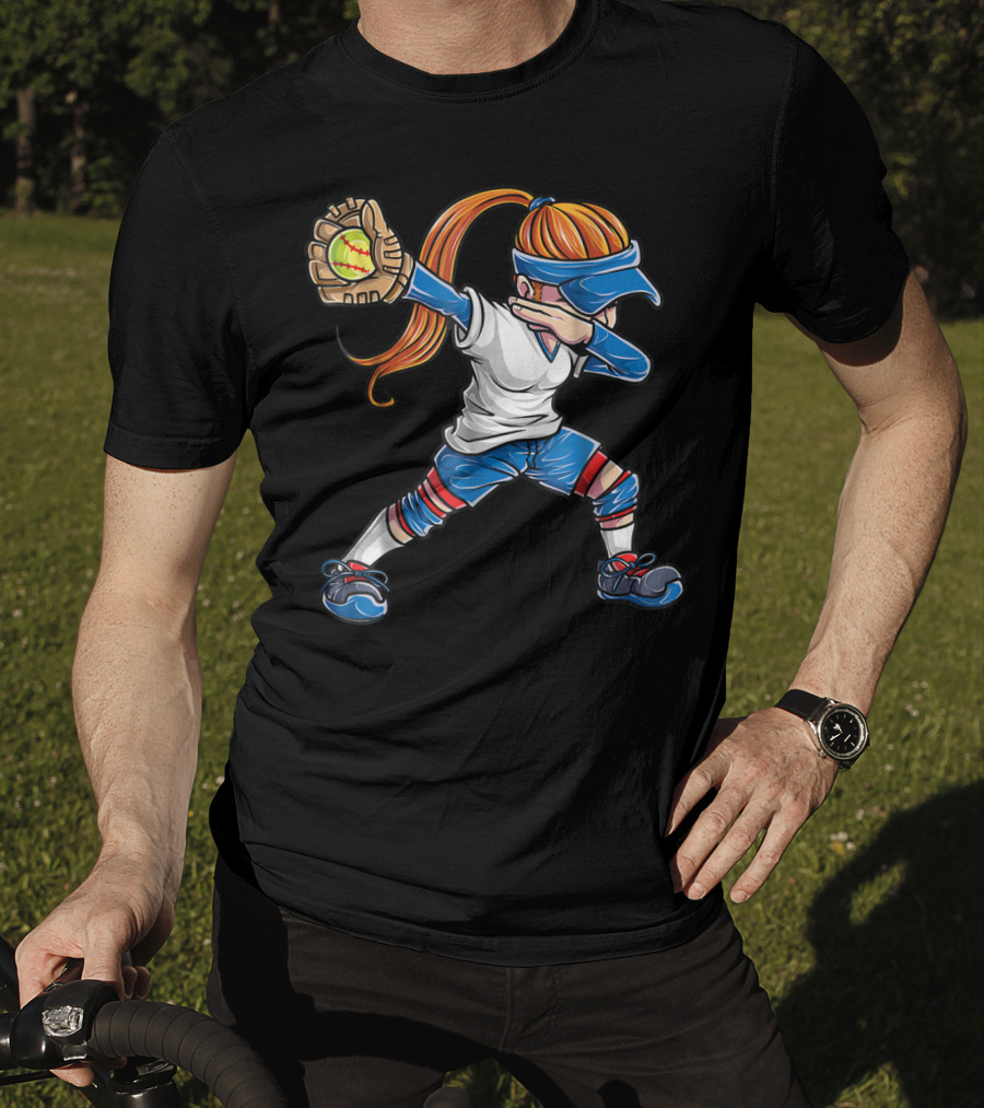 Dabbing Softball Girl Catcher Pitcher Women Dab T-Shirt