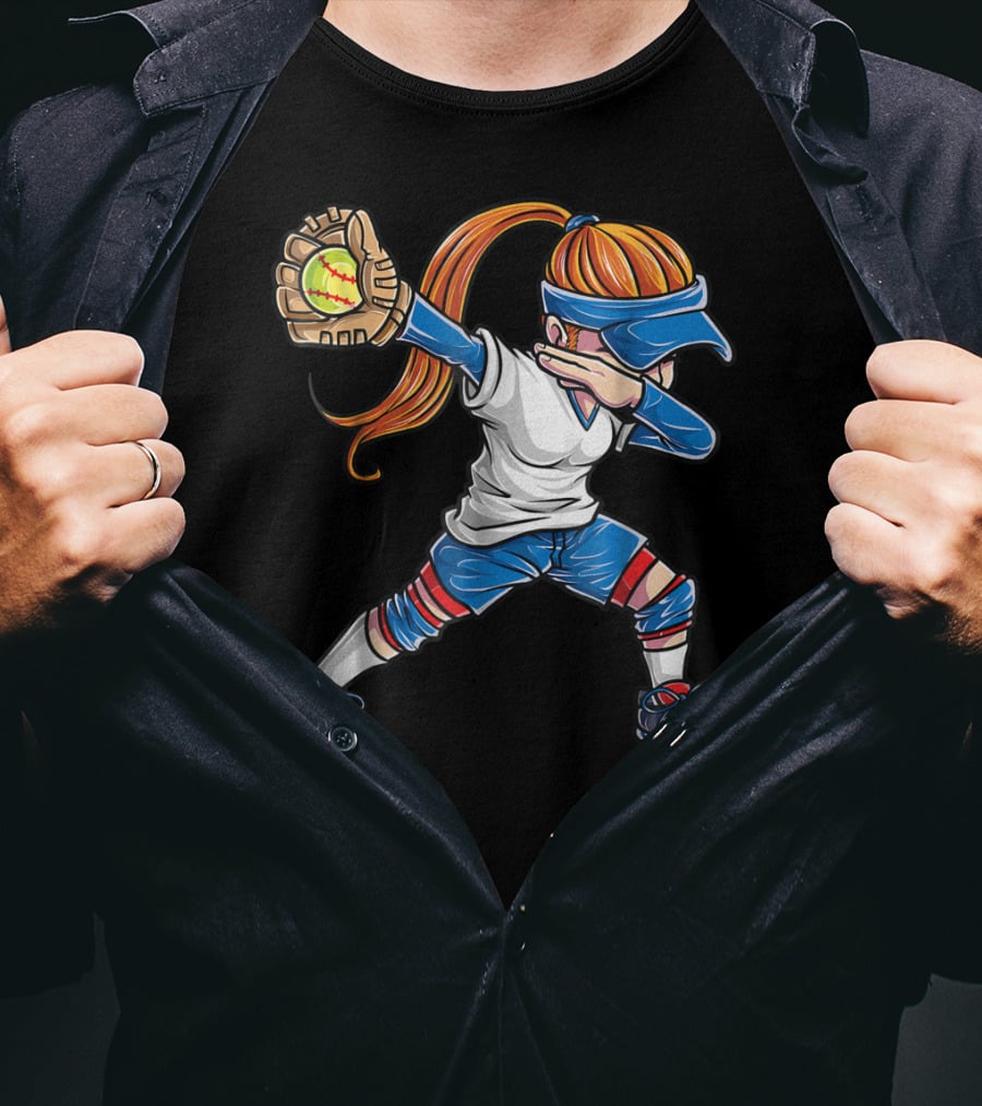 Dabbing Softball Girl Catcher Pitcher Women Dab T-Shirt