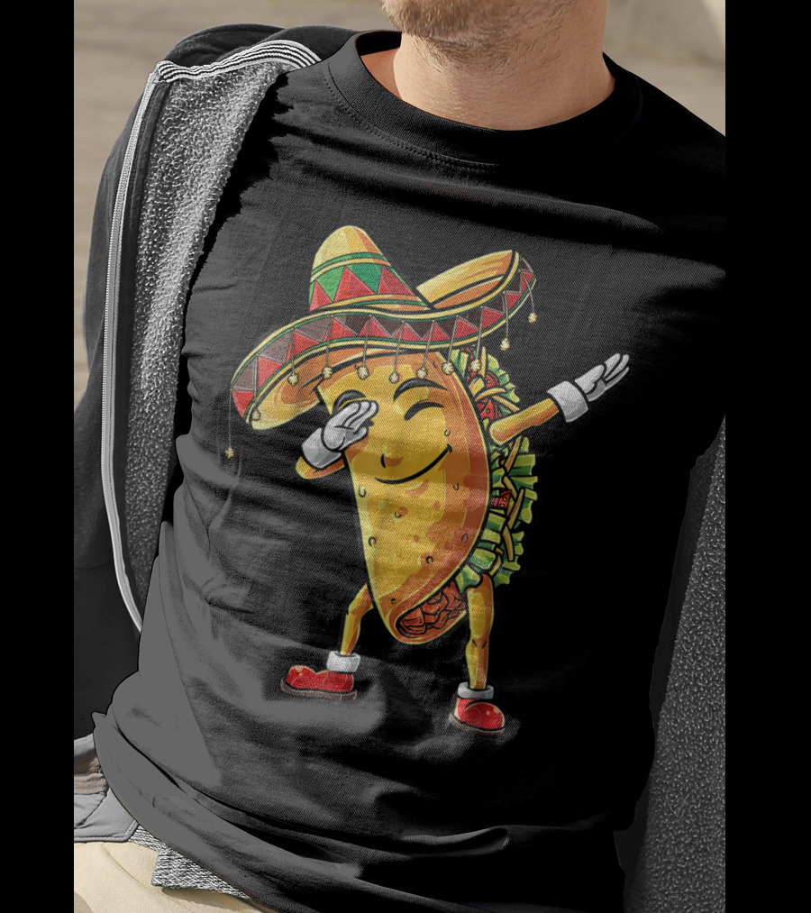 Dabbing Taco Sombrero Cinco De Mayo Kids Boys Girls Fun T-Shirt