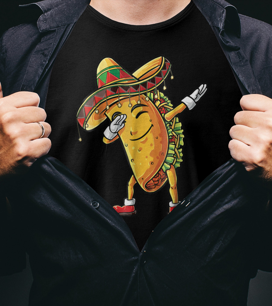 Dabbing Taco Sombrero Cinco De Mayo Kids Boys Girls Fun T-Shirt