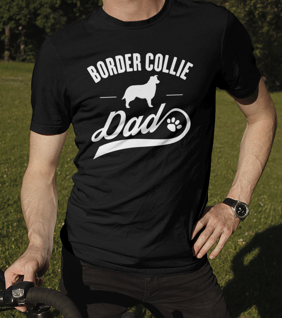 Border Collie Dad Dog Owner Lover Paw Prints T-Shirt
