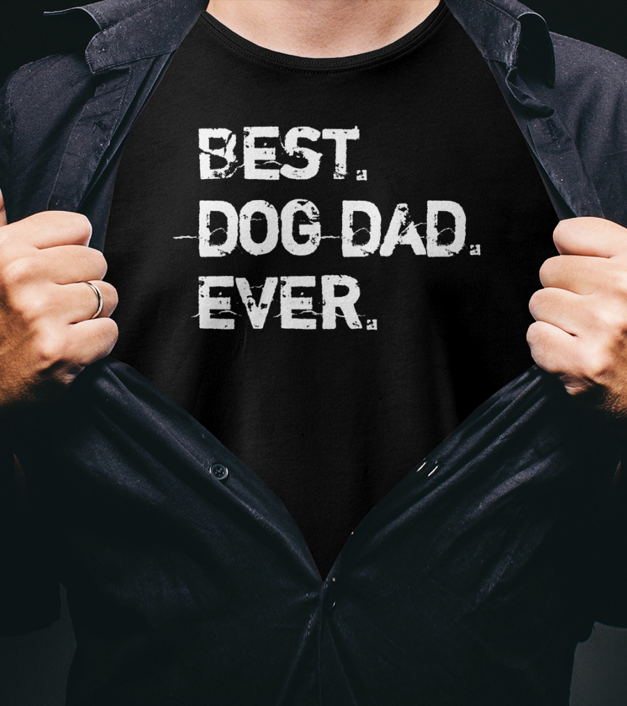 Best Dog Dad Ever Distressed Grey Cute Dog T-Shirt