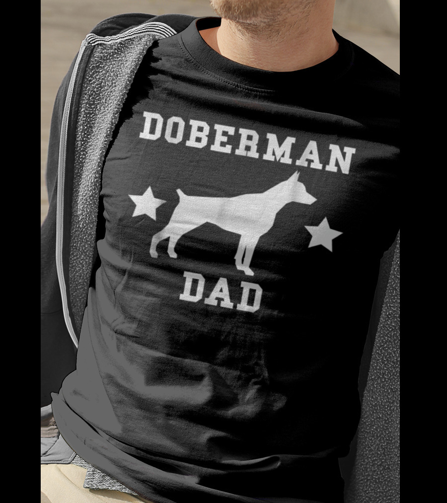 Doberman Dad Womens Premium Two Stars T-Shirt