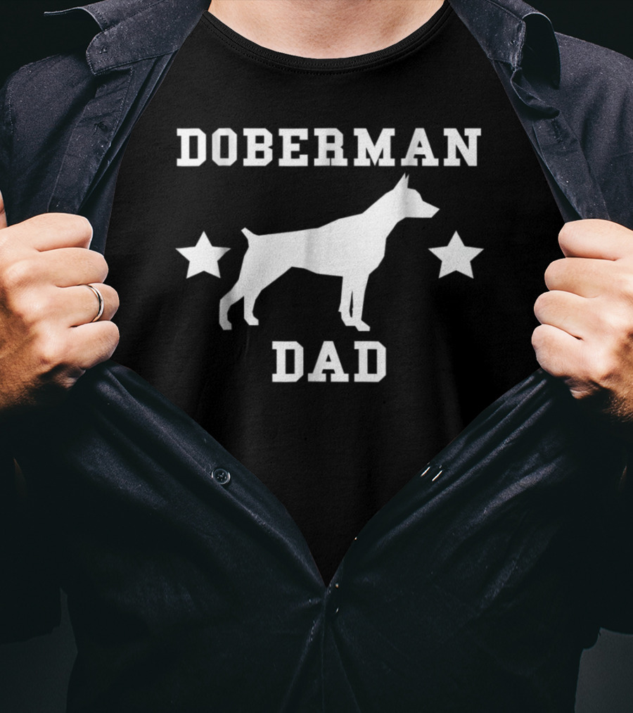 Doberman Dad Womens Premium Two Stars T-Shirt