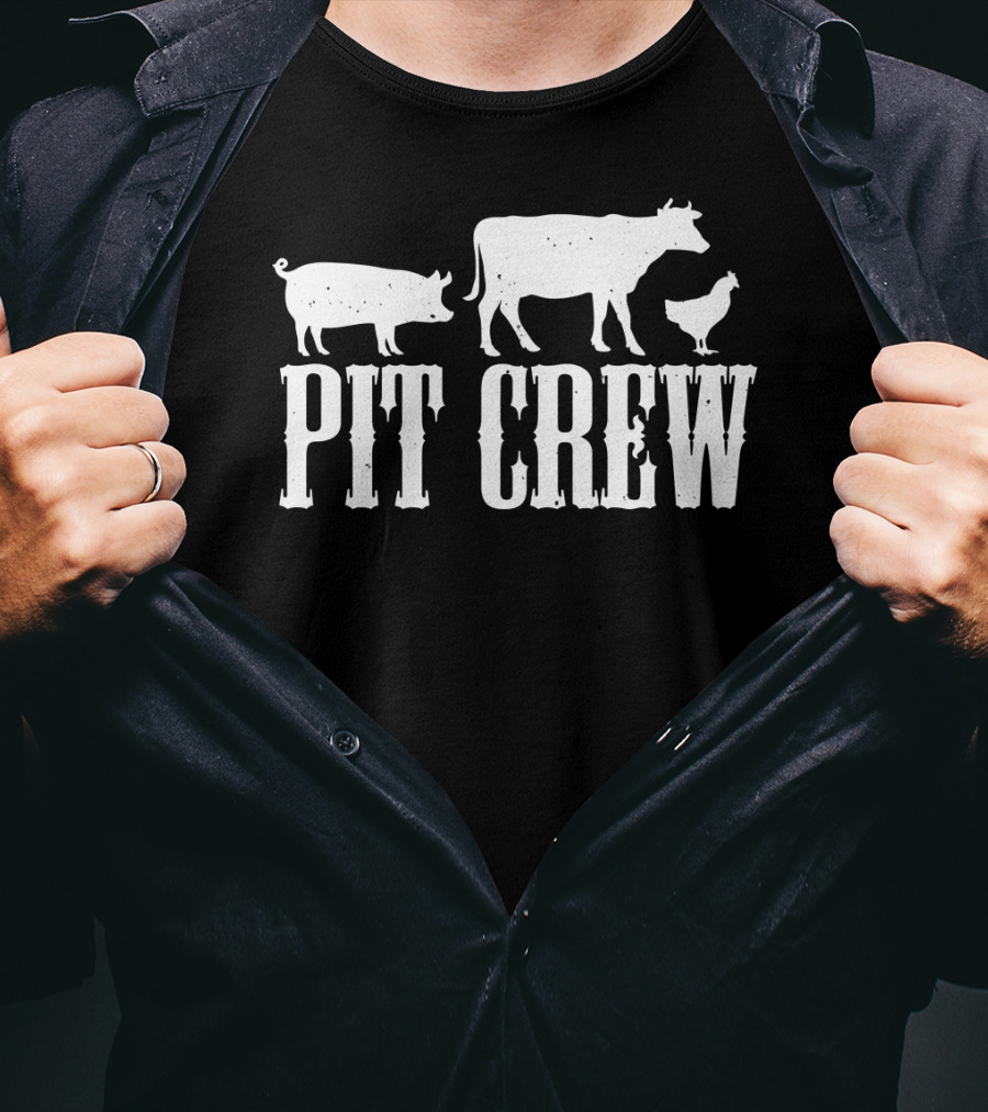 Funny BBQ Smoker Father Dad Grill Pit Crew Back Print43 T-Shirt