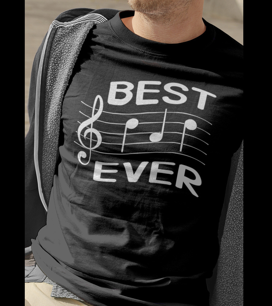 Funny Best Dad Ever Music Notes T-Shirt