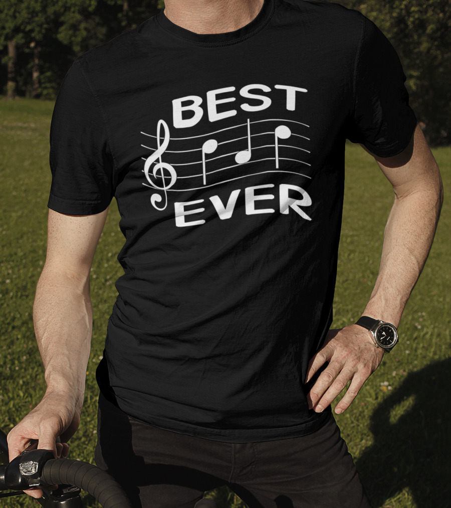 Funny Best Dad Ever Music Notes T-Shirt