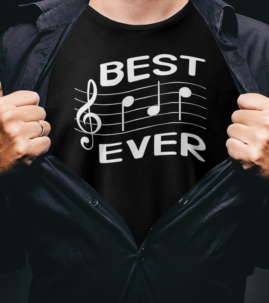 Funny Best Dad Ever Music Notes T-Shirt