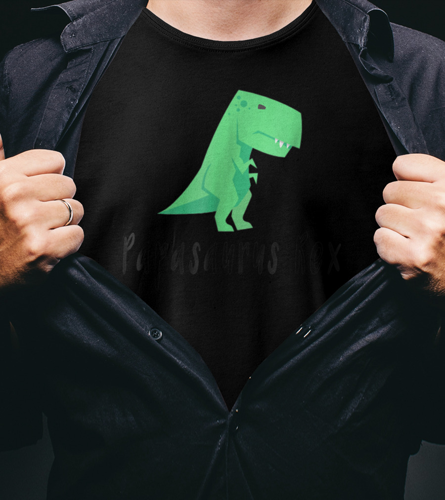 Papasaurus Rex Cute Dinosaur Dad Funny T-Shirt