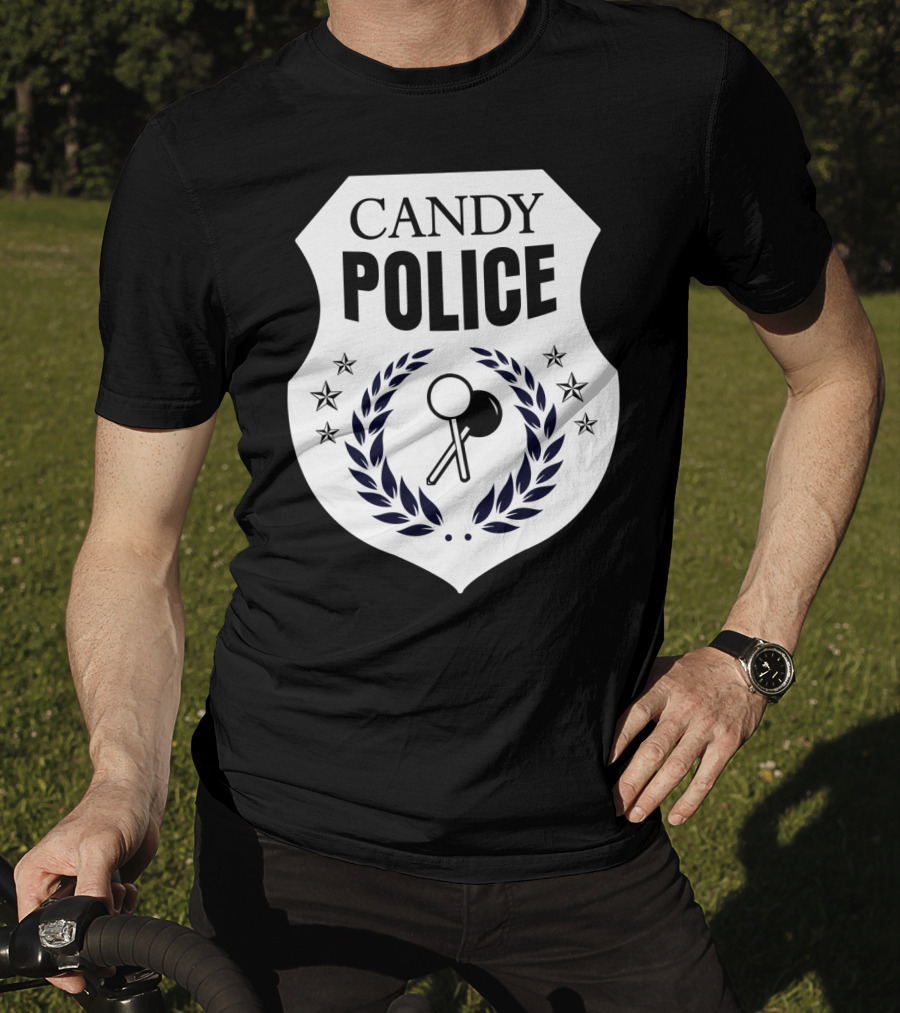 Candy Police Badge Funny Halloween Saying Parent Tee28 T-Shirt