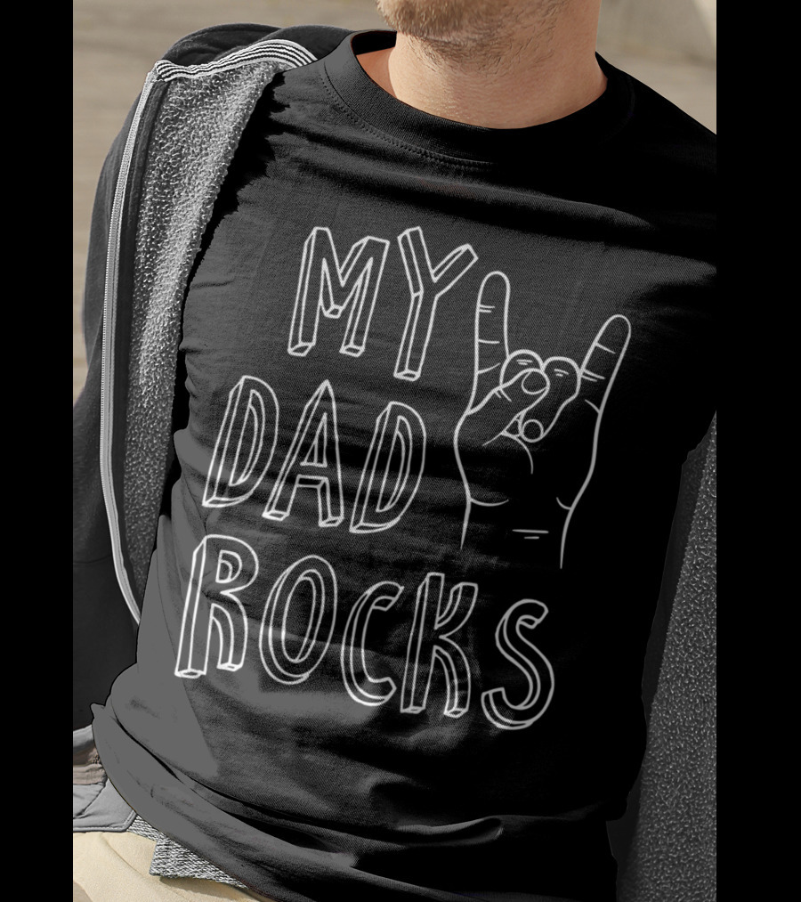 My Dad ROCKS Kids Premium Hand Gesture T-Shirt
