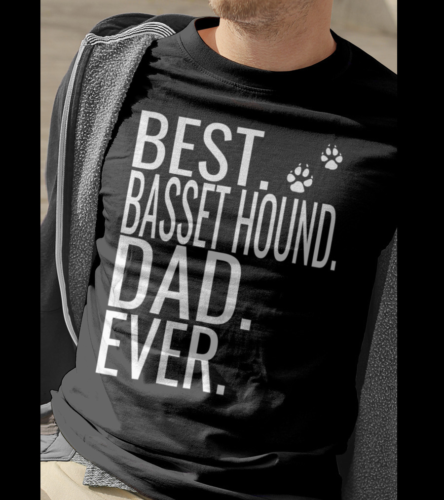 Best Basset Hound Dad Ever Mens Dog Paw Prints T-Shirt