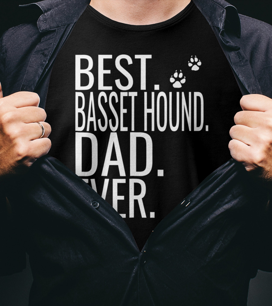 Best Basset Hound Dad Ever Mens Dog Paw Prints T-Shirt