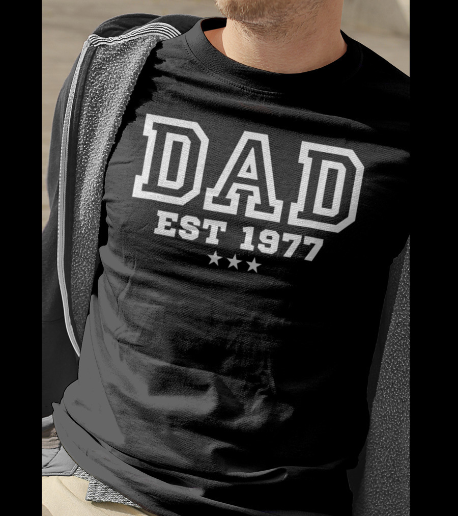 Dad Established 1977 Est 1977 Stars Mens Dad Established 1977 V256 T-Shirt