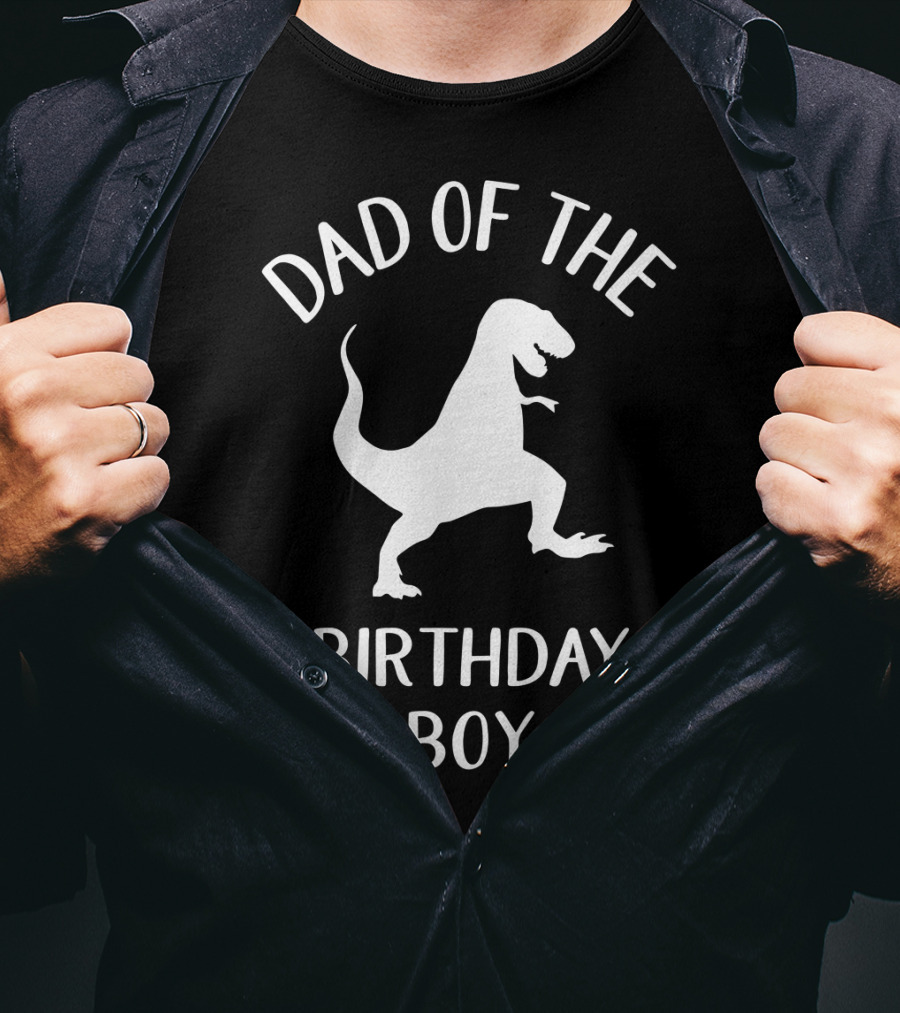 Dad Of The Birthday Boy Funny Dinosaur Mens T-Shirt