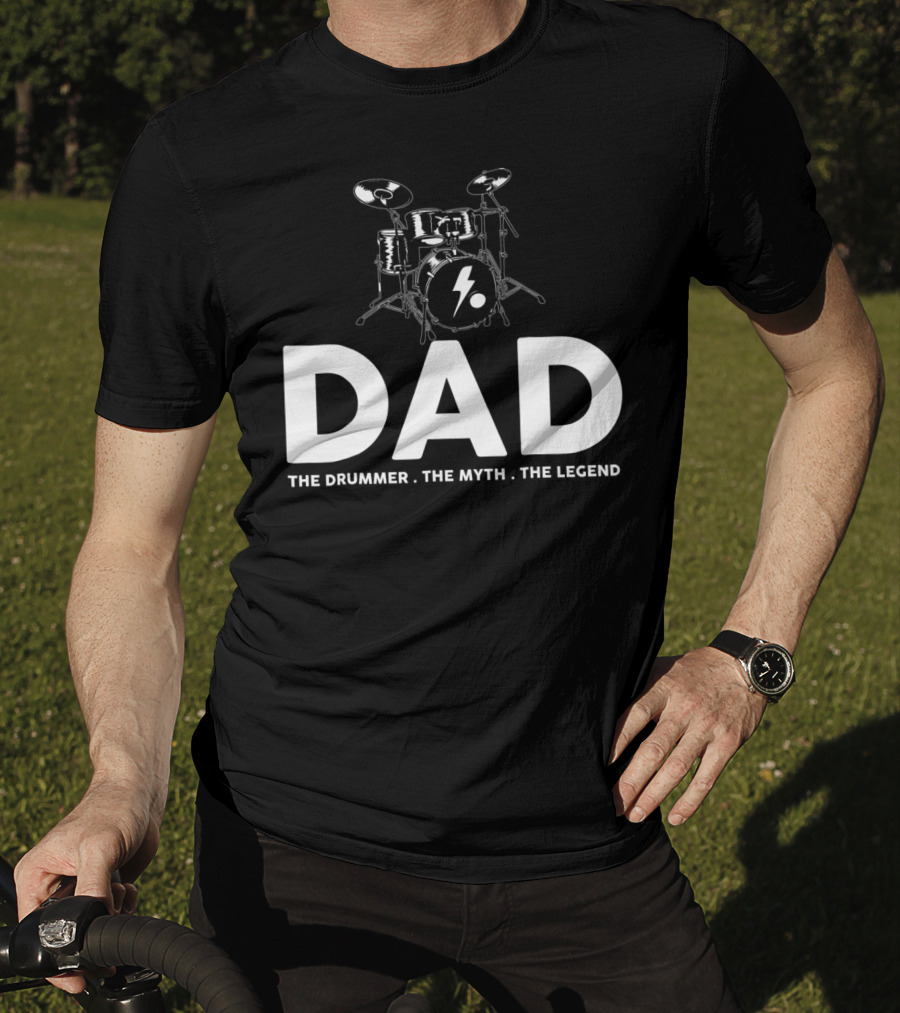 Dad The Drummer The Myth The Legend Bold Drum Set T-Shirt