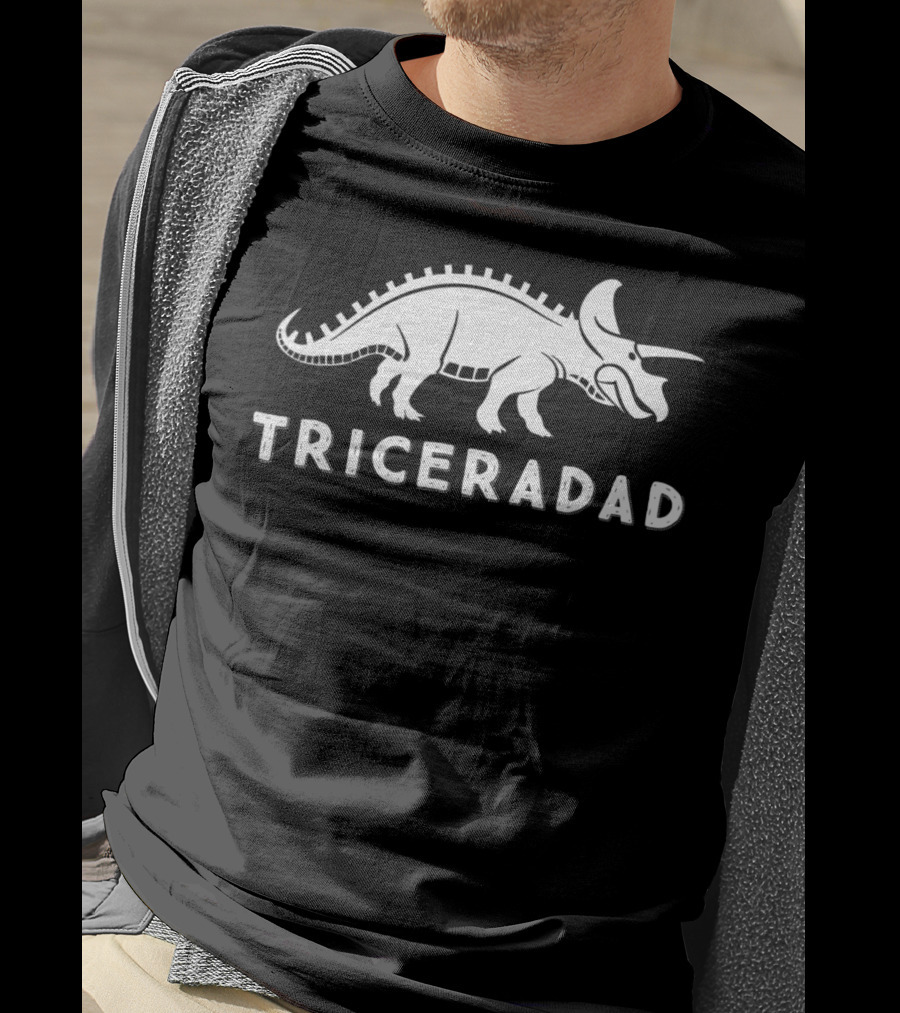 Triceradad Mens Dad Triceratops Funny Dinosaur T-Shirt