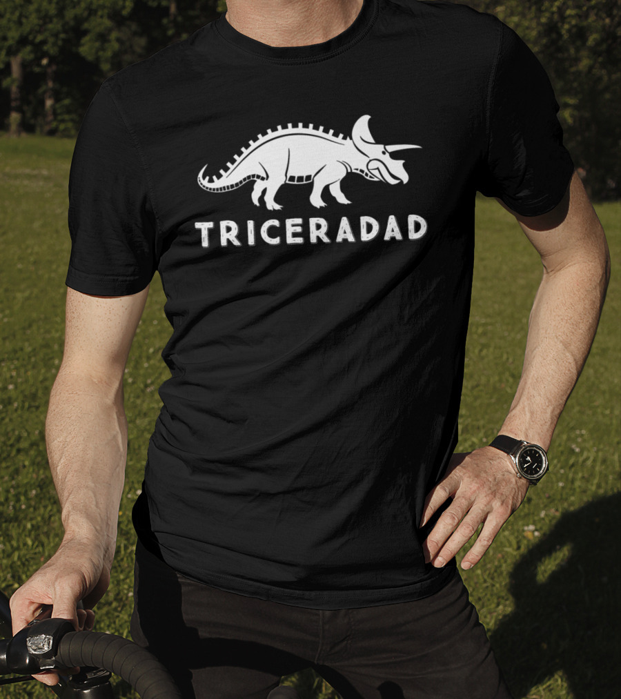 Triceradad Mens Dad Triceratops Funny Dinosaur T-Shirt