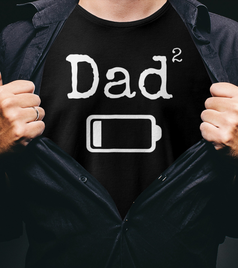Dad2 Low Battery Tired Dad Funny Dad Mens T-Shirt
