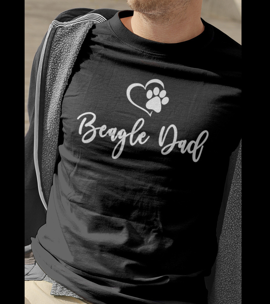 Mens Dog Lover Heart Paw Beagle Dad T-Shirt