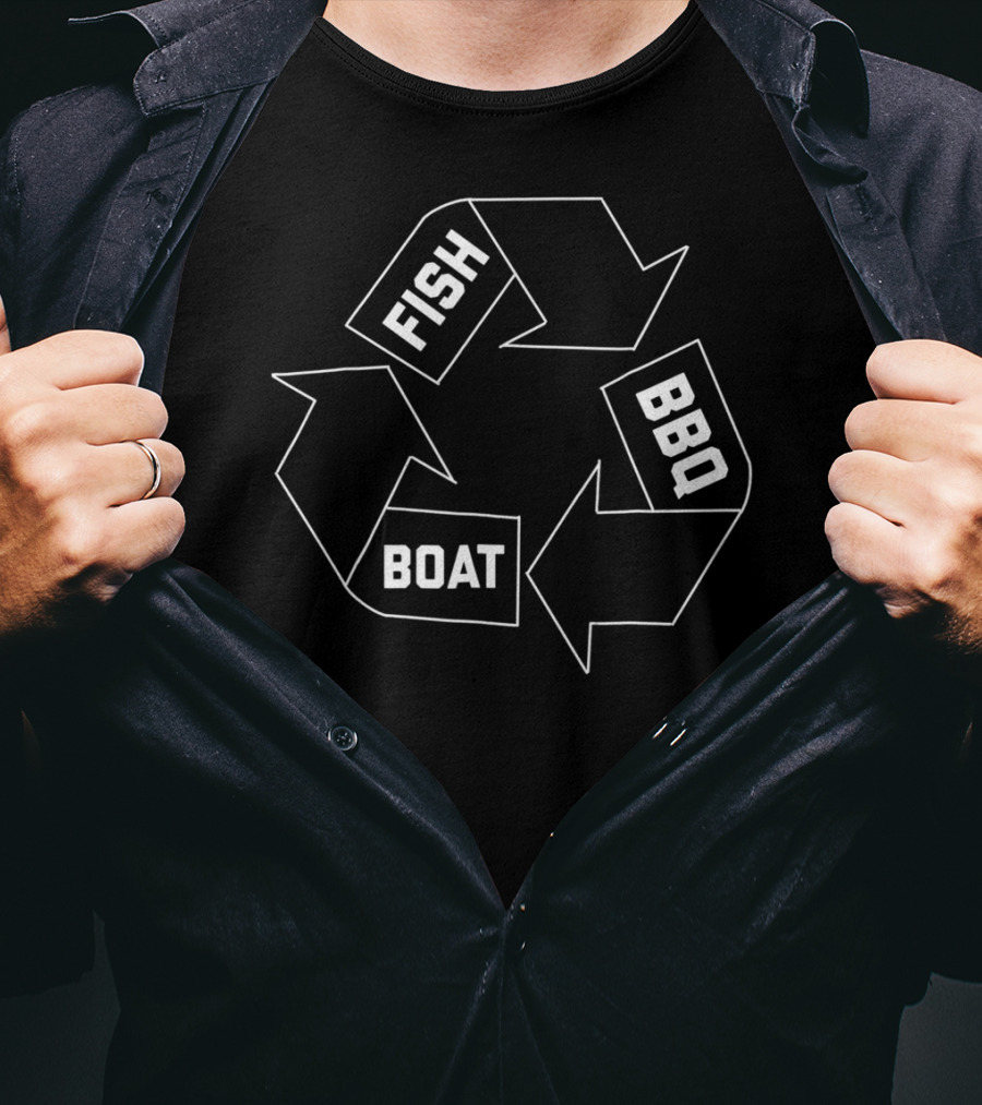 Fish Boat BBQ Dad Grill Sailing20 Recycle T-Shirt