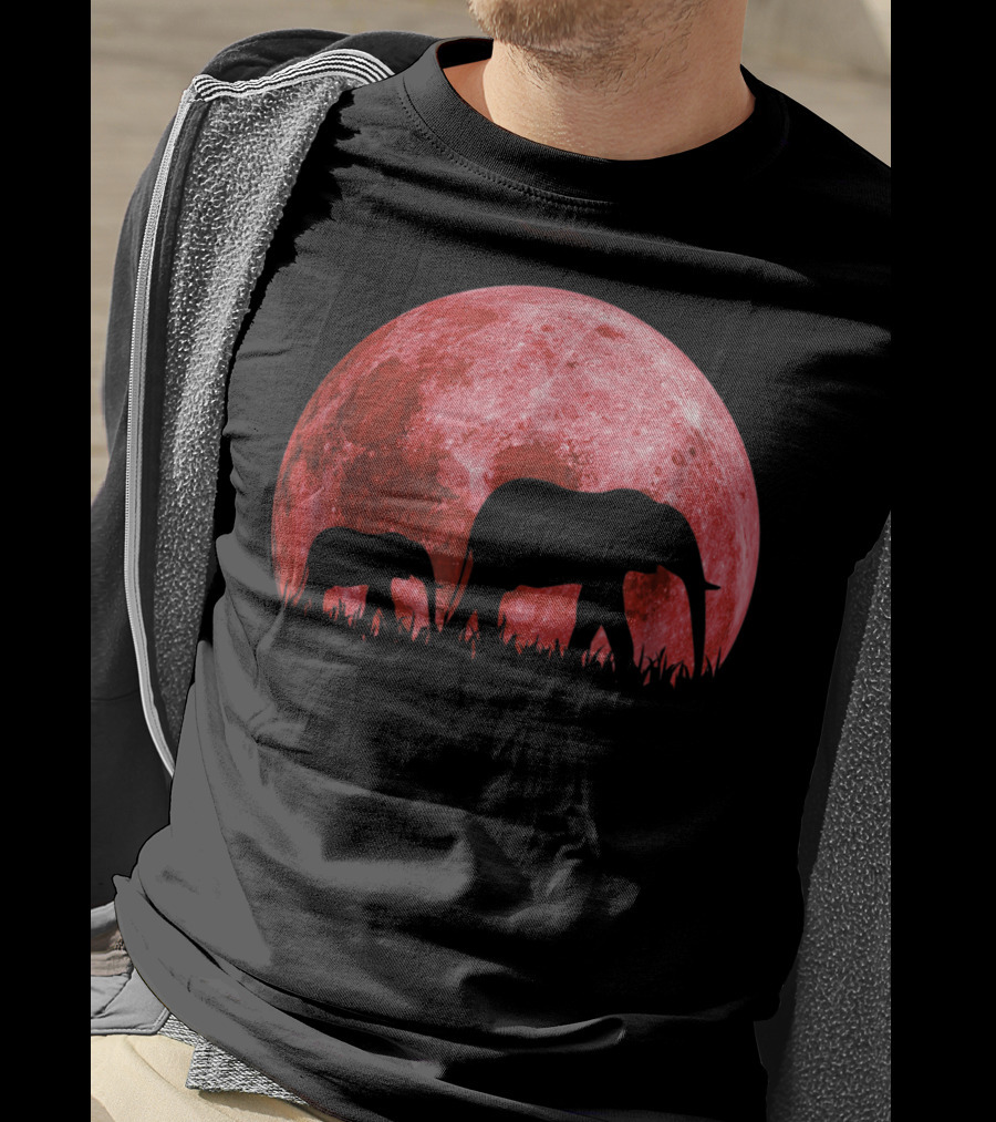 Africa Elephant Moon Safari Animal Map Dad Te42 T-Shirt