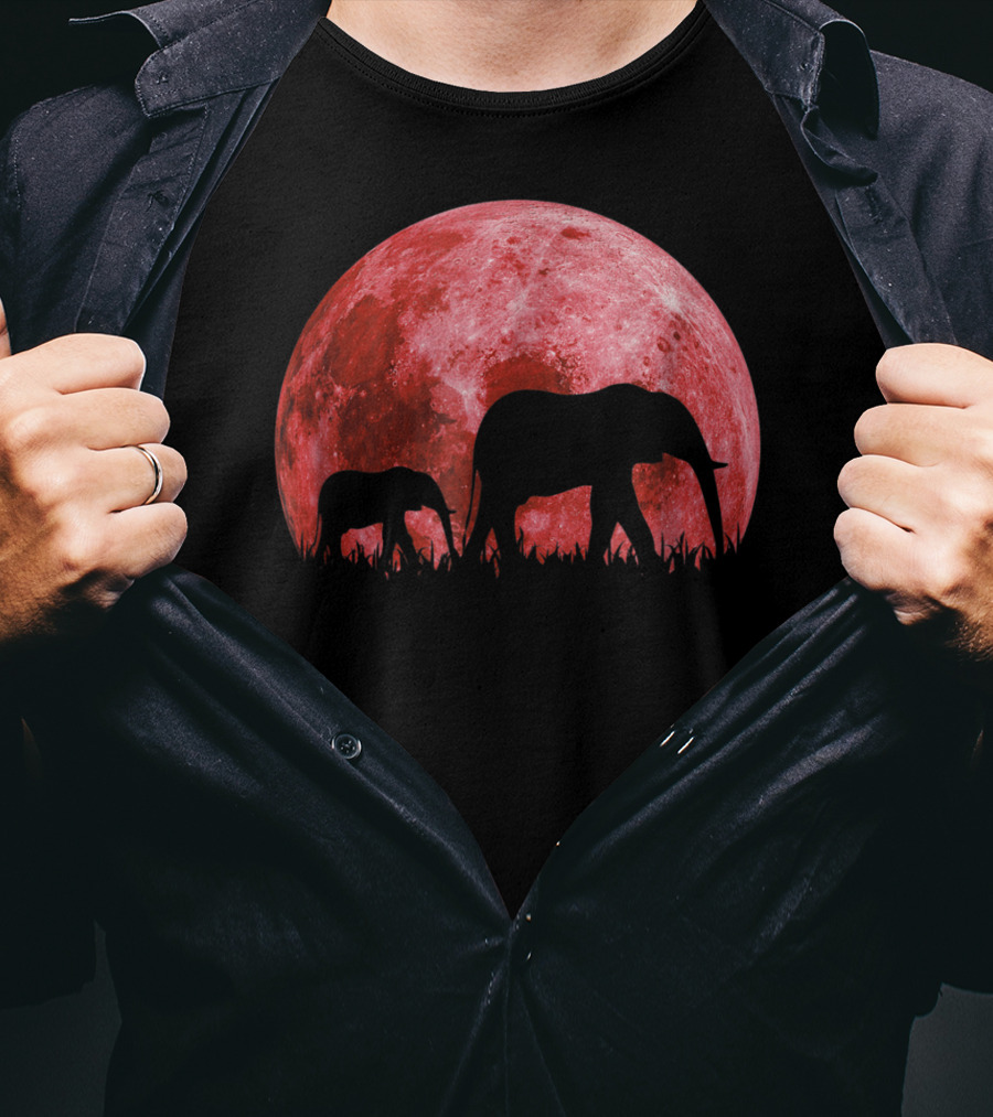 Africa Elephant Moon Safari Animal Map Dad Te42 T-Shirt