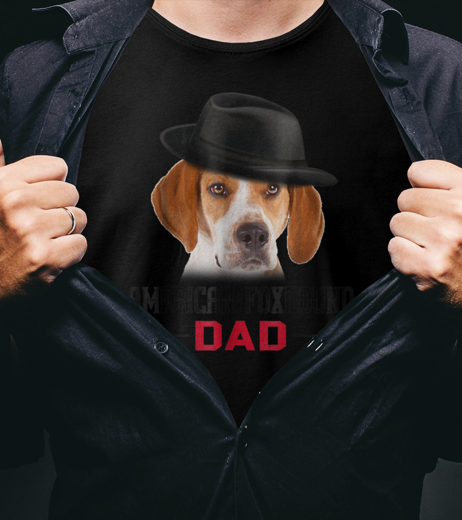 American Foxhound Dad With Stylish Hat Dog Lovers T-Shirt