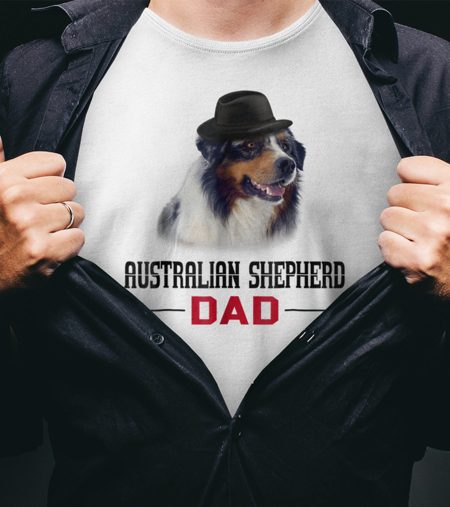 Australian Shepherd Dad Dog Lovers Hat Wearing Shepherd T-Shirt