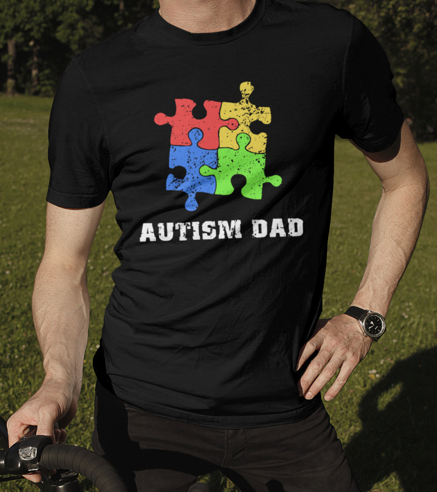 Autism Dad Puzzle Piece Support Educate Love Tee99 T-Shirt