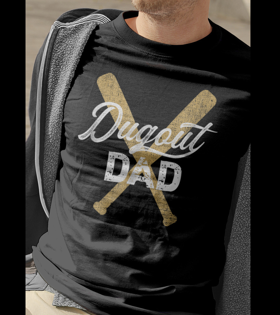 Dugout Dad Baseball Crossed Bats T-Shirt