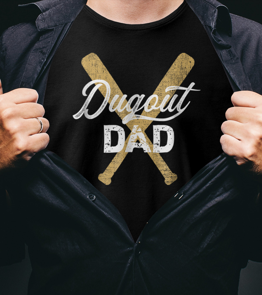 Dugout Dad Baseball Crossed Bats T-Shirt