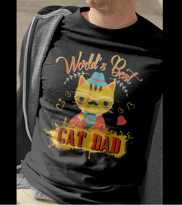 World's Best Cat Dad Cat Lover Funny Best Cat Dad T-Shirt