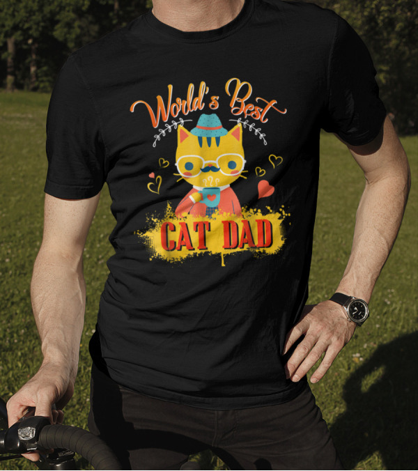 World's Best Cat Dad Cat Lover Funny Best Cat Dad T-Shirt