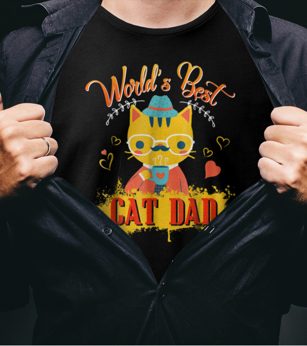 World's Best Cat Dad Cat Lover Funny Best Cat Dad T-Shirt