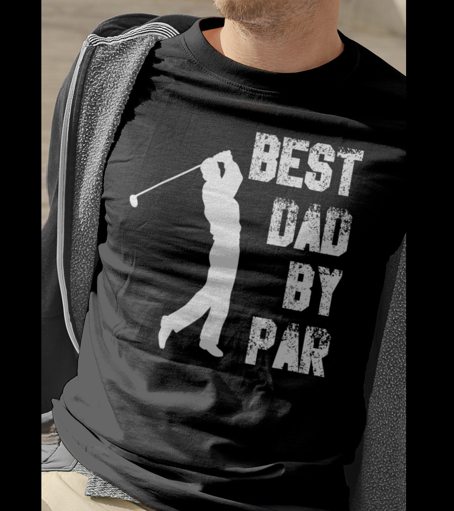 Best Dad By Par Funny Golf Lover Swinging Golfer T-Shirt